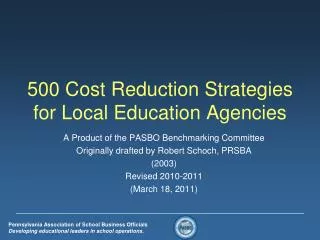 500 Cost Reduction Strategies for Local Education Agencies