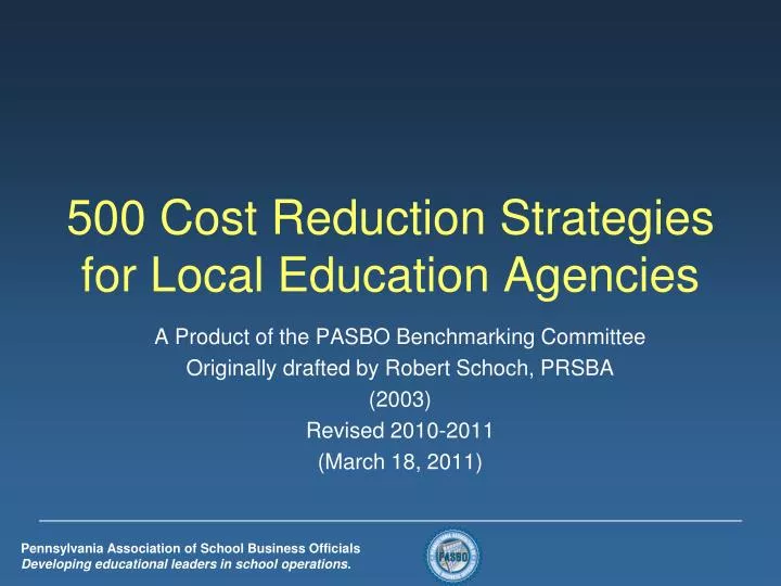 500 cost reduction strategies for local education agencies