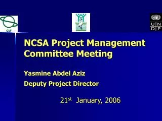NCSA Project Management Committee Meeting Yasmine Abdel Aziz Deputy Project Director