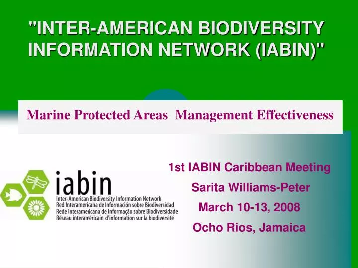 1st iabin caribbean meeting sarita williams peter march 10 13 2008 ocho rios jamaica