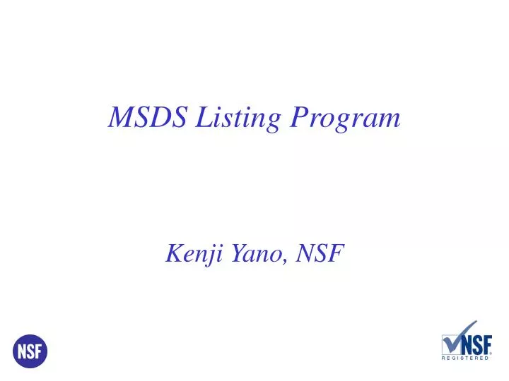 msds listing program kenji yano nsf
