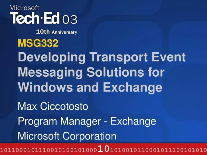 msg332 developing transport event messaging solutions for windows and exchange