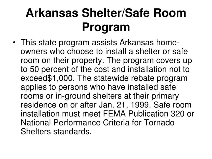 arkansas shelter safe room program