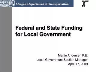 Federal and State Funding for Local Government