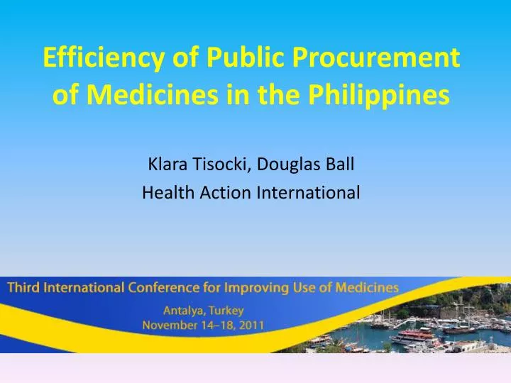 efficiency of public procurement of medicines in the philippines
