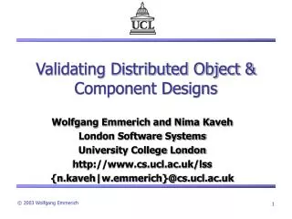 Validating Distributed Object &amp; Component Designs