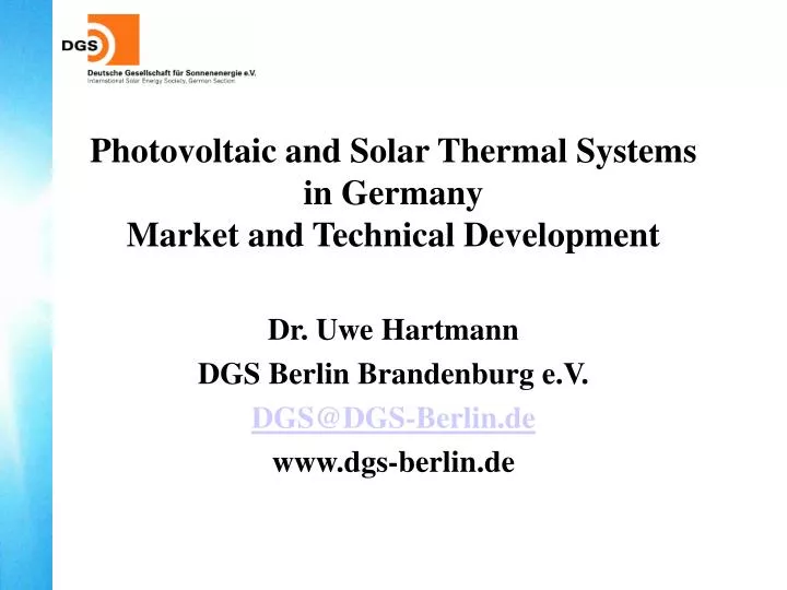 photovoltaic and solar thermal systems in germany market and technical development