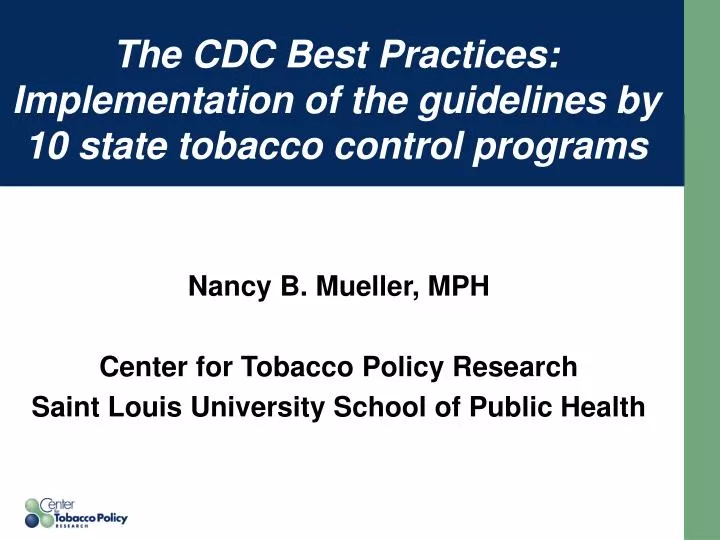 the cdc best practices implementation of the guidelines by 10 state tobacco control programs