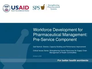 Workforce Development for Pharmaceutical Management: Pre-Service Component