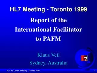 HL7 Meeting - Toronto 1999