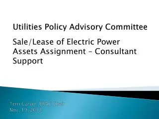 Utilities Policy Advisory Committee