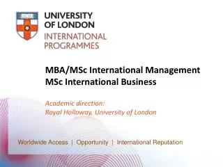MBA/ MSc International Management MSc International Business