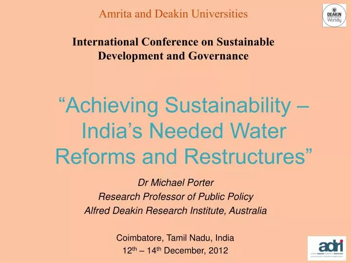 achieving sustainability india s needed water reforms and restructures