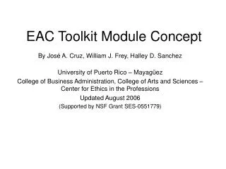 EAC Toolkit Module Concept