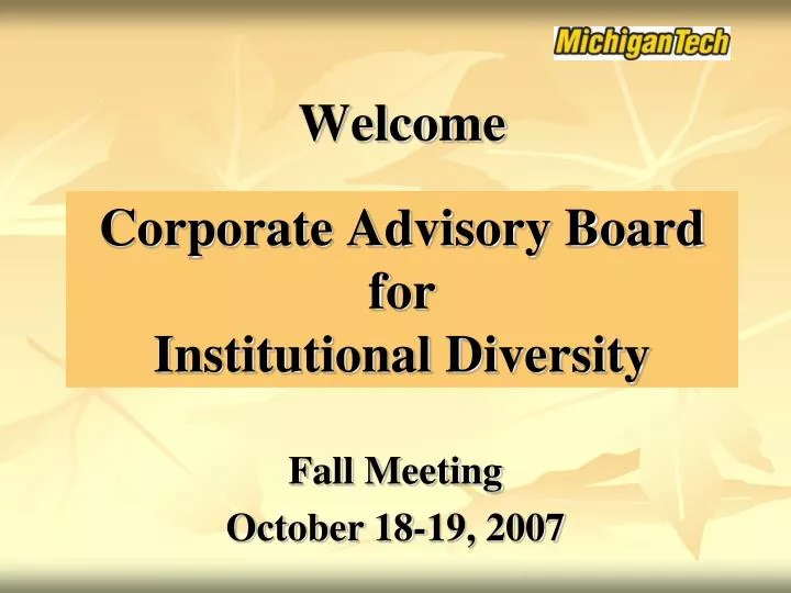 corporate advisory board for institutional diversity