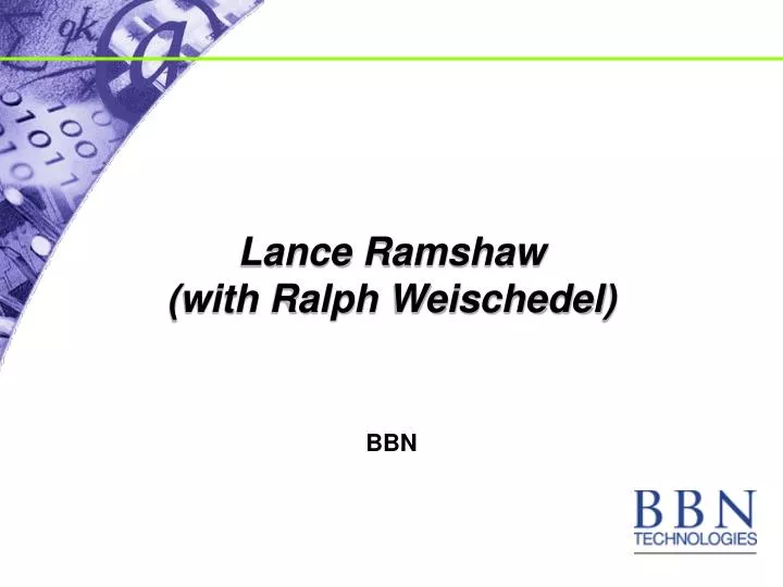 lance ramshaw with ralph weischedel
