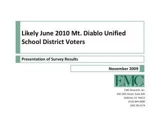 Likely June 2010 Mt. Diablo Unified School District Voters