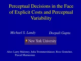 Perceptual Decisions in the Face of Explicit Costs and Perceptual Variability