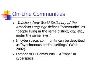 On-Line Communities