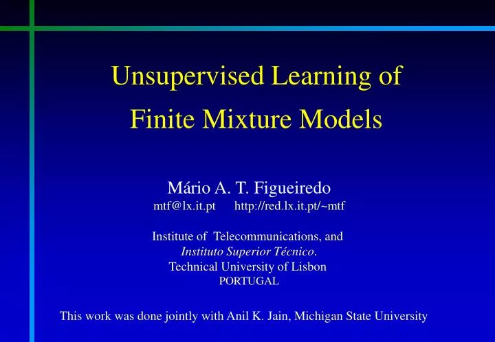 unsupervised learning of finite mixture models