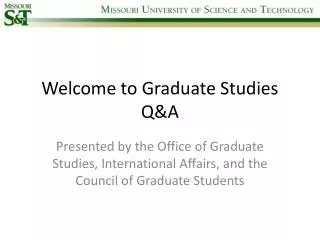 Welcome to Graduate Studies Q&amp;A