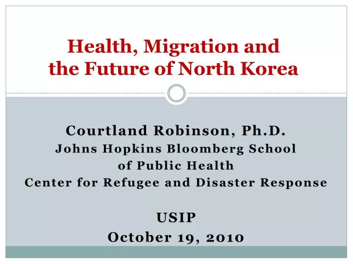 health migration and the future of north korea