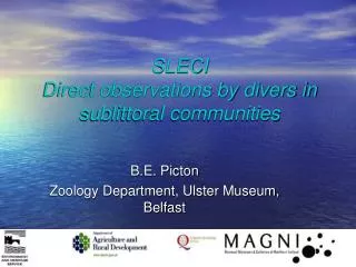 SLECI Direct observations by divers in sublittoral communities