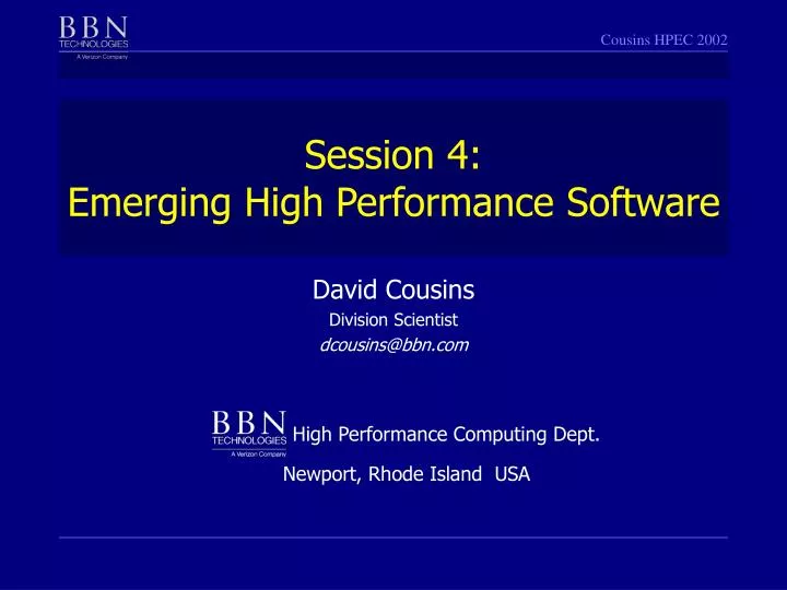 session 4 emerging high performance software