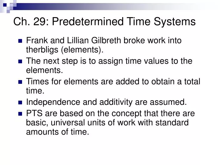 ch 29 predetermined time systems
