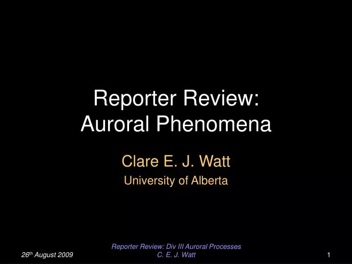 reporter review auroral phenomena