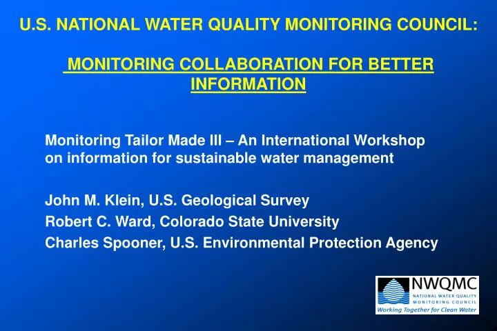 u s national water quality monitoring council monitoring collaboration for better information