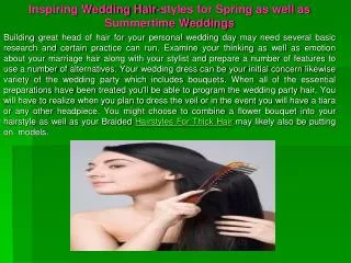 Inspiring Wedding Hair-styles for Spring as well as Summerti