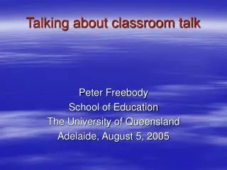 Talking about classroom talk