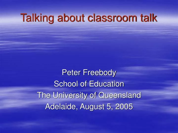 talking about classroom talk