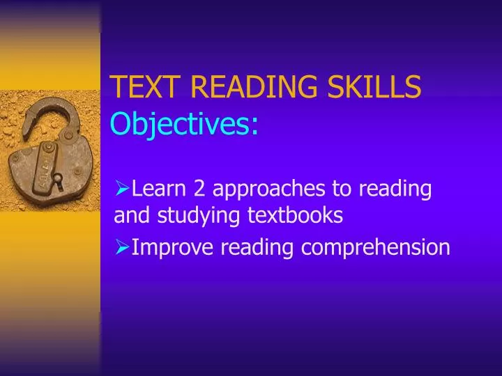 text reading skills objectives