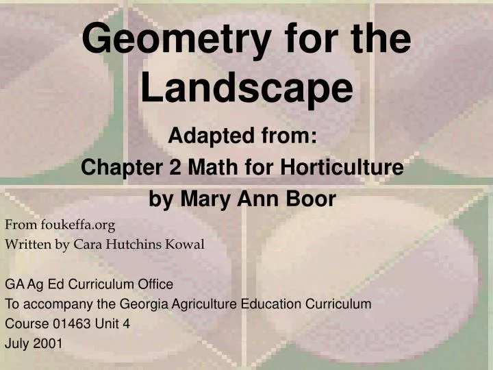 geometry for the landscape