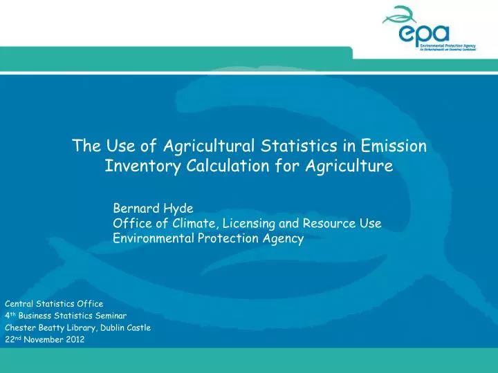 the use of agricultural statistics in emission inventory calculation for agriculture