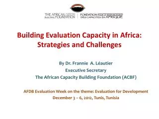 Building Evaluation Capacity in Africa: Strategies and Challenges