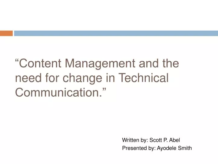 content management and the need for change in technical communication