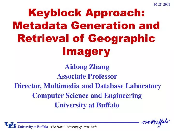 keyblock approach metadata generation and retrieval of geographic imagery