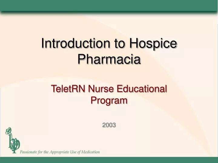 introduction to hospice pharmacia