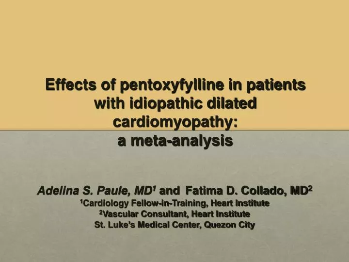 effects of pentoxyfylline in patients with idiopathic dilated cardiomyopathy a meta analysis