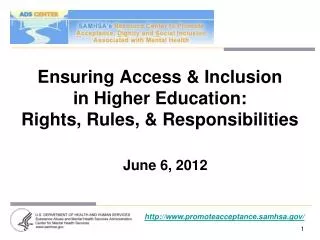 Ensuring Access &amp; Inclusion in Higher Education: Rights, Rules, &amp; Responsibilities