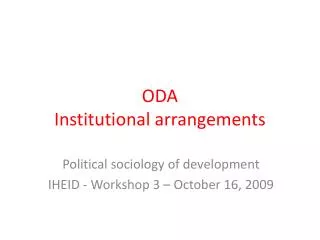 ODA Institutional arrangements