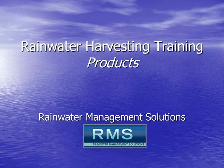 rainwater harvesting training products