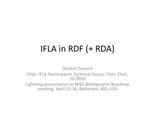 IFLA in RDF (+ RDA)