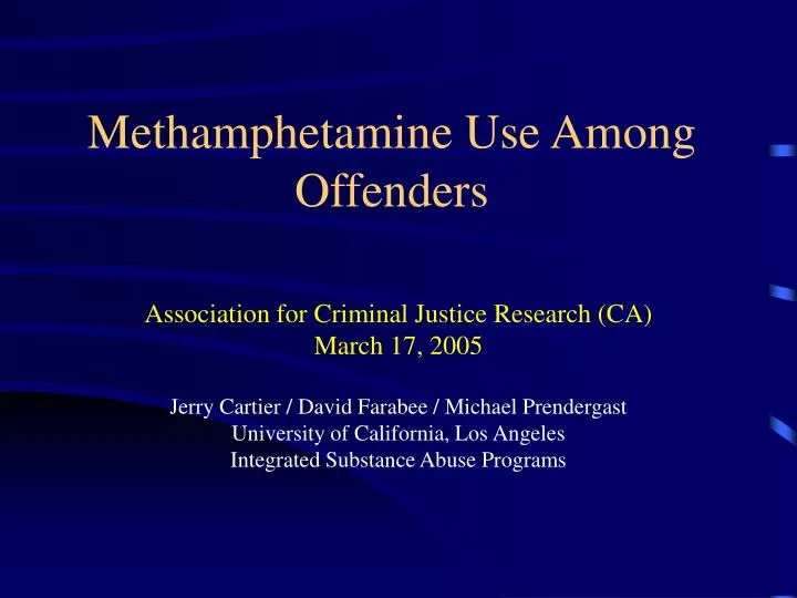methamphetamine use among offenders