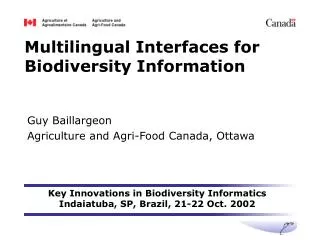 Multilingual Interfaces for Biodiversity Information