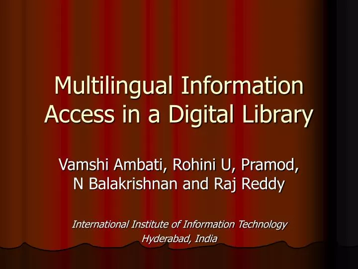 multilingual information access in a digital library