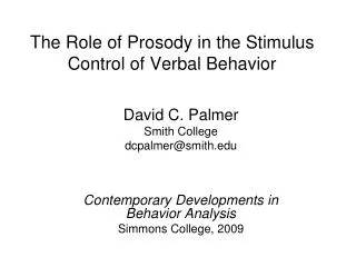 The Role of Prosody in the Stimulus Control of Verbal Behavior